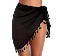 AOWVUTS Sarong Pareo da Spiaggia Donna Pareo Mare Gonna da Spiaggia con Frange Bikini Coprire Spiaggia Wrap Copricostume Corto del Chiffon Mezzo Beach Cover Up per Vacanza Party Beachwear Pool Estate