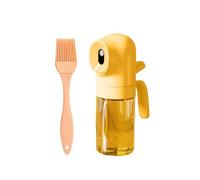 AOWVUTS Spruzzino Olio per Friggitrice Aria 180ml Spray Olio Cucina Antigoccia Dosatore d'Oliva Bottiglia Nebulizzatore Olio in Vetro con Spazzole per Grigliare Insalata Cottura al Forno (Giallo)
