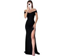 AOWVUTS Vestiti da Cerimonia Donna Sexy Maxi Abiti Spalle Scoperte Elegante Lungo Abito da Sera con Spacco Moda Vestito Senza Maniche Aderente Bodycon per Feste Cocktail Ballo Banchetto Matrimonio