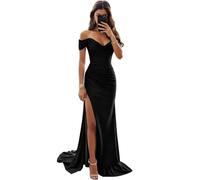 AOWVUTS Vestito da Cerimonia Donna Maxi Abiti Lungo Spalle Scoperte Sexy Vestito Cocktail con Spacco Elegante Abito da Sera Linea ad A Formale Vestit da Damigella D'onore per Festa Partito Banchetto