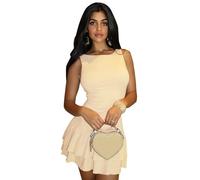 AOWVUTS Vestito Sexy Donna Estivo Mini Abito Elegante Senza Maniche Vestito Corto Svasato Tubino Corto da Sera Vestito Aderente Curvy Casual Discoteca Cocktail Festa