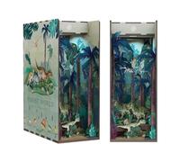 AOXCHEN Personalizzato Book Nook Kit, Fermalibri Puzzle in Legno 3D con Sensore di Luce, Modello Manuale di Dinosauro, DIY Regalo per Adolescenti