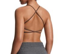 Aoxjox - Reggiseno sportivo da donna Ivy, crop top per allenamento e fitness, con schiena scoperta, imbottito, per attività a basso impatto, per yoga, Caffè, XS