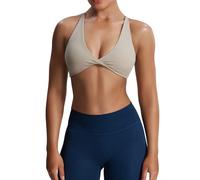 Aoxjox Reggiseno Sportivo da Donna, per Allenamento, Fitness, Schiena Scoperta, Imbottito, Siena, a Basso Impatto, per Yoga, Crop Top, Visone, M