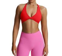 Aoxjox Reggiseno Sportivo da Donna, per Allenamento, Fitness, Schiena Scoperta, Imbottito, Siena, a Basso Impatto, per Yoga, Crop Top, Rosso Racing, M
