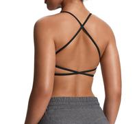 Aoxjox Reggiseno Sportivo per Allenamento da Donna Fitness Backless Imbottito Edera Reggiseno a Basso Impatto Yoga Crop Canotta, Nero, S