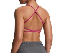 Aoxjox Reggiseno Sportivo per Allenamento da Donna Fitness Backless Imbottito Edera Reggiseno a Basso Impatto Yoga Crop Canotta, Rosso Rosato, S