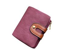 AOXONEL, Portafoglio a due sezioni da donna, RFID, in pelle, di piccole dimensioni, con tasca con zip per monete, tasca per documento d’identità, sottile e compatto - viola - Small