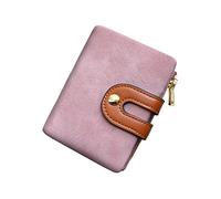 AOXONEL, Portafoglio a due sezioni da donna, RFID, in pelle, di piccole dimensioni, con tasca con zip per monete, tasca per documento d’identità, sottile e compatto - rosa - Small