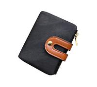 AOXONEL, Portafoglio a due sezioni da donna, RFID, in pelle, di piccole dimensioni, con tasca con zip per monete, tasca per documento d’identità, sottile e compatto - nero - Small
