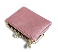 AOXONEL Portafoglio da donna piccolo Rfid da donna compatto in pelle bifold vintage portamonete con cerniera e blocco bacio, Rosa, Small, Vintage