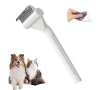 AOYEBO Spazzola autopulente per deshedding - Denti in acciaio inox su entrambi i lati e manico ergonomico in PP, strumento per la rimozione del sottopelo del gatto per animali domestici a pelo lungo e