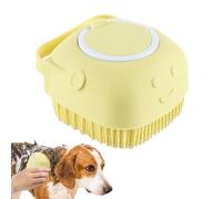 AOYEBO Spazzola da bagno per cani con dispenser di sapone, testa in silicone e serbatoio per shampoo integrato per una pulizia profonda, massaggio e schiuma senza sforzo (schiena/pancia/gambe) (giallo