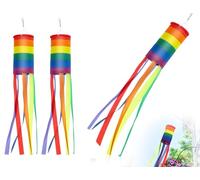 AOYEGIC 2 PCS manica a vento arcobaleno,bandiera banderuola,bandiera a maniche a vento a righe,decorazione da appendere all'esterno,per parete esterna albero anteriore patio prato giardino(100 cm)