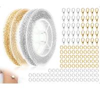 AOYEGIC 2 Set di Catene per la creazione di Gioielli, Catena in Acciaio Inossidabile con Anelli di congiunzione e Chiusure a moschettone, Kit per la creazione di Gioielli per bracciali e Orecchini