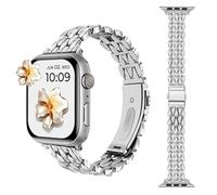 AoYi Cinturino da donna in acciaio inossidabile compatibile con Apple Watch 38mm 40mm 41mm 42mm, Lusso Ricambio Metallo bracciali per iWatch Serie 10 9 8 7 6 5 4 3 2 1 SE SE2, Argento