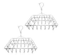 Aoyswuz 2 Pezzi Stendibiancheria In Acciaio Inox 40 Clip Stendi Calzini Può Essere ruotato di 360° per Calze, Biancheria Intima o Piccoli Pezzi di Vestiti