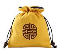AOYUDJ Gioielli Dadi Sacchetto di Carta Stampa Sacchetto di Coulisse Divinazioni Tarocchi Sacchetto di Cotone Panno di Gioco Carte Stored Bag, Giallo