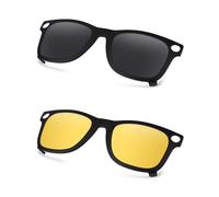 AOZAN Occhiali da sole polarizzati a clip con montatura nera opaca compatibile con Ray-Ban Meta Wayfarer RW4006 50 mm per uomini e donne - Onyx Black & HI-DEF Yellow