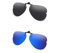 AOZAN Occhiali da sole polarizzati con clip per Ray-Ban RB6489 55 mm | RX6489 55 mm, protezione UV e vestibilità sicura, colore: onice nero e blu Capri