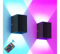 AOZBZ 2 x Lampada da Parete RGB 16 Colori Llluminazione a LED per la Decorazione della Stanza, Applique per Interni con Telecomando con Interruttore a Batteria Lampada da Parete, per Bagno, Soggiorno