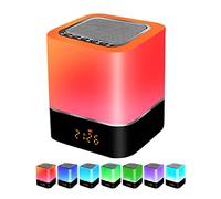 AOZBZ Luci notturne Altoparlante Bluetooth, Sveglia Sensore di tocco Lampada da comodino Lampada da tavolo dimmerabile RGB LED multicolore, Chiamata a mani libere, Ricarica USB, Supporto Micro SD/AUX