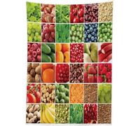 Aozhiswe Tovaglia Antimacchia 140x140 cm Quadrata Frutta, Verdura e Cereali Tovaglie Impermeabile Copritavolo Poliestere Protezione Tavolo Puzzle Colorato, per Feste (2-4 Posti) a-10873
