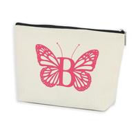 AOZHUO Borsa per il trucco con iniziale, da donna, foderata, con monogramma, regalo di compleanno per donne, ragazze, damigella d'onore, migliori amici, sorelle, borsa da toeletta da viaggio, lettera