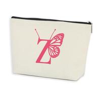 AOZHUO Borsa per il trucco con iniziale, da donna, foderata, con monogramma, regalo di compleanno per donne, ragazze, damigella d'onore, migliori amici, sorelle, borsa da toeletta da viaggio, lettera