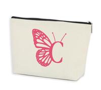 AOZHUO Borsa per il trucco con iniziale, da donna, foderata, con monogramma, regalo di compleanno per donne, ragazze, damigella d'onore, migliori amici, sorelle, borsa da toeletta da viaggio, lettera