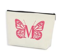 AOZHUO Borsa per il trucco con iniziale, da donna, foderata, con monogramma, regalo di compleanno per donne, ragazze, damigella d'onore, migliori amici, sorelle, borsa da toeletta da viaggio, lettera