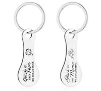 AOZUO 2 pezzi gettone carrello della spesa, portafortuna felicità è avere un papà/mamma come te gettone carrello della spesa in metallo portachiavi portachiavi in argento regali