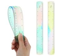 AOZUO 2 pz Righello Flessibile 30 cm Righello Dritto in Plastica Trasparente Infrangibile Righello con Bordo Morbido Righello Piatto Pieghevole per Aula Scolastica Home Office