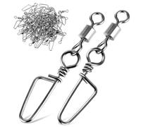 AOZUO 25 girelle per pesca a scatto ad alta resistenza, in acciaio inox, connettore resistente alla corrosione, cuscinetti a sfera con scatto per acqua dolce (L-44lb/20kg)