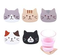 AOZUO 5 pcs sottobicchieri in silicone per gatti, sottobicchieri bicchieri, sottobicchieri antiscivolo e resistenti al calore per tavolo, scrivania, ufficio, bevande, protezione dei mobili, cucina