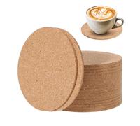 AOZUO Confezione da 20 sottobicchieri rotondi in sughero, 9,9 cm, assorbenti, riutilizzabili, resistenti al calore, con bordo rotondo, per bevande, tavolini, ufficio, casa