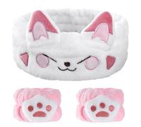 AOZUO Fascia per capelli cosmetici per make up e lavaggio, dolce gatto elastico viso polso nastro assorbente fascia per capelli per ragazze donne yoga, sport, cura della pelle cosmetici doccia(C)