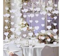 AOZUO Ghirlanda a forma di cuore bianco, 1,5 m, decorazioni per feste di San Valentino, decorazione da appendere per matrimoni, striscioni per compleanno, anniversario, addio al nubilato, fidanzamento