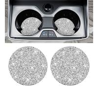 AOZUO Sottobicchieri per auto, 2 pezzi, con strass, antiscivolo, antiurto, sottobicchieri, sottobicchieri, portabicchieri per auto, inserto universale, accessori per interni automobilistici da donna