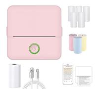 APAAZO Stampante Doodle Dash, Mini stampante portatile Notebuddy, Mini stampante portatile Myminiprinter, Mini stampante Nota Buddy, Stampante Per Adesivi Senza Inchiostro Bluetooth (Pink Suit)