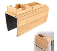APACALI 1 vassoio per divano, braccioli, vassoio per divano in bambù, antiscivolo, divano pieghevole, per snack, telecomando cellulare, bevande, tazza