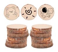 APACALI 100 Dischi di Legno 5-6 cm Con Corteccia, Senza Foro, Rotondi, Cerchi Incompiuti per Fai Da Te, Matrimoni, Centrotavola di Natale