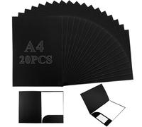 APACALI 20 cartelline per presentazioni, formato A4, in carta kraft, con scomparto per biglietti da visita, formato A4, per documenti, rapporti, colore nero