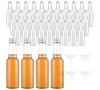 APACALI 50 Pezzi Mini Bottiglie per Liquore, 100 ml Piccole Bottiglie da Riempire con Tappi a Vite e 5 Imbuti, Riutilizzabile Bottigliette Trasparenti con Imbuto per Olio, Sciroppo, Birra