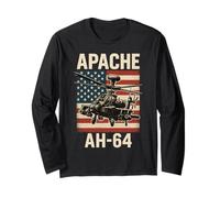 Apache AH 64 USA American Flag United States Patriotic Maglia a Manica