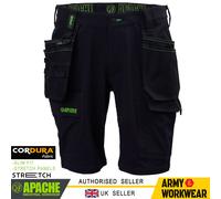 Apache Elasticizzato Lavoro Pantaloncini Cargo Tasche Nero Slim Fit Leggero Spec