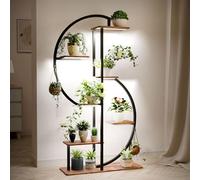 APAKA Supporto per Piante da Interno con Luci di Crescita, Scaffale per Piante da Interno a 7 Livelli, 155 CM Portavasi da Interni a Forma di S, Porta Piante in Metallo per Piante e Fiori