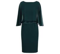 Apart Abito con Mantello in Chiffon Effetto Strati con Bordo in Pizzo, Verde Scuro, 44