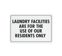 Apartment Laundry Sign Residents Only Reflective Metal Warning 8x12 Inch | Professional looking rule sign suits property management needs in residential parks