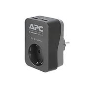 Apc Surge Protector Pme1Wu2B-Gr Adattatore Presa Con Protezione Da Sovratensioni, 1 Spina Schuko, 2 Uscite Di Ricarica Usb, Nero, 1 Presa
